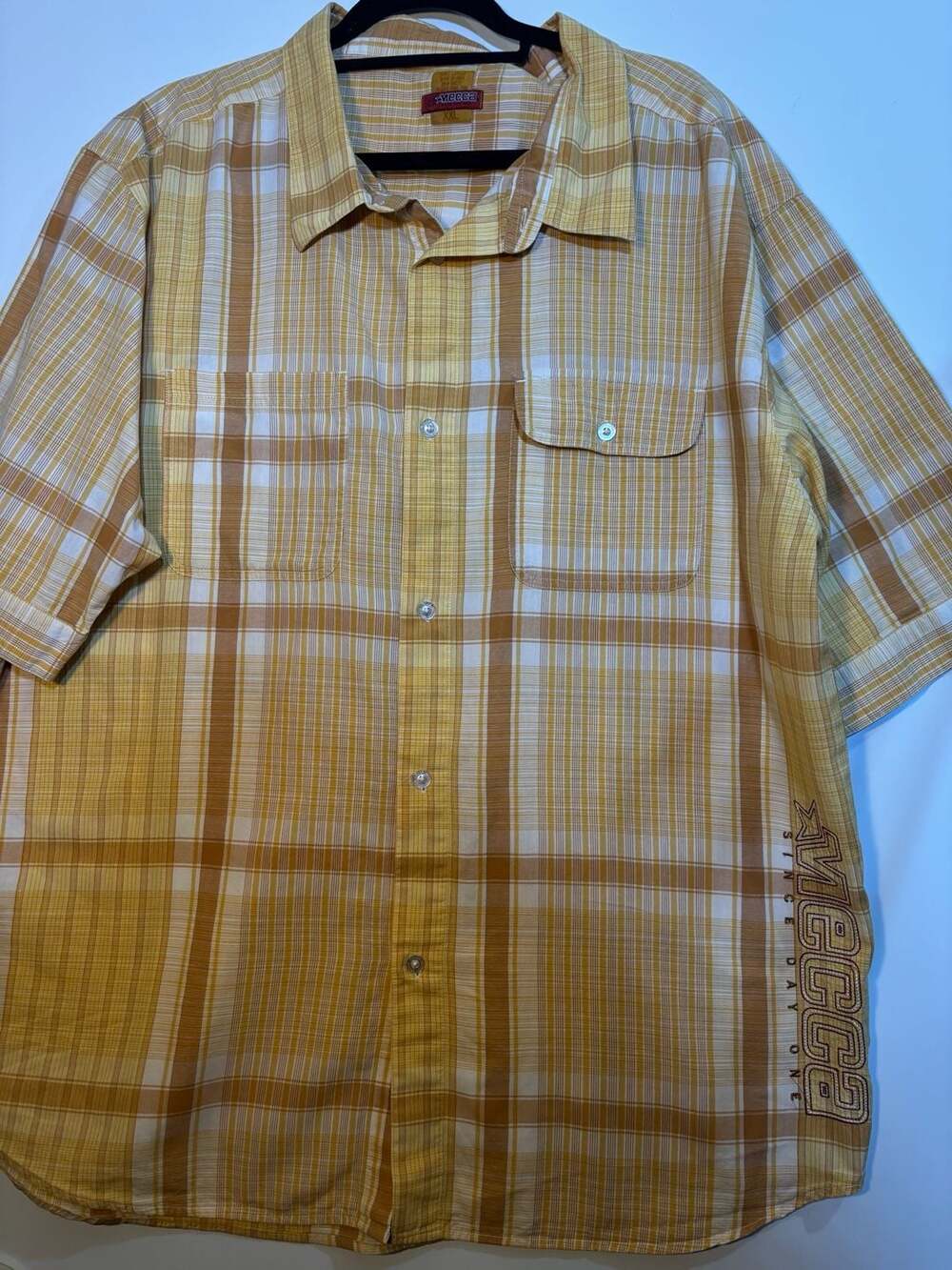 Mecca Since Day One Men's XXL Yellow Plaid Short Sleeve Button Down Shirt